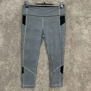 Lululemon Pace Rival Crop Leggings Womens 8 Gray Black Yoga Pants Measures 29x23